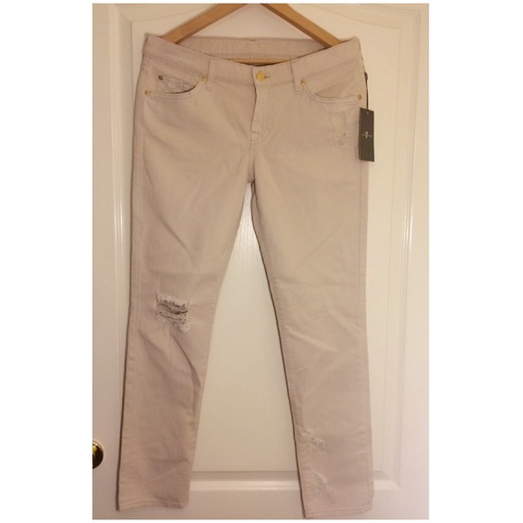 7ForAllManKind Low Waist Ripped White Denim