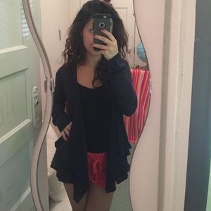 Blue cardigan , lace in back size small