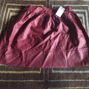 Burgundy Pleather Skirt