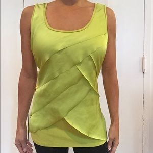 Lime green scoop neck shirt with crisscross front