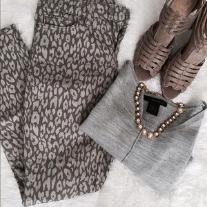 Grey leopard pants.
