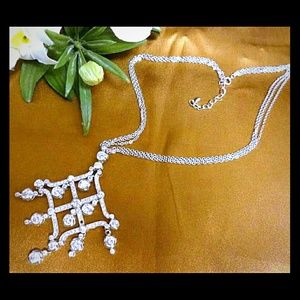 **SALE** SILVER CZ CHANDELIER PENDANT NECKLACE