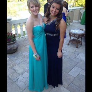 Prom Dress, Turquoise Blue, strapless, Size 4