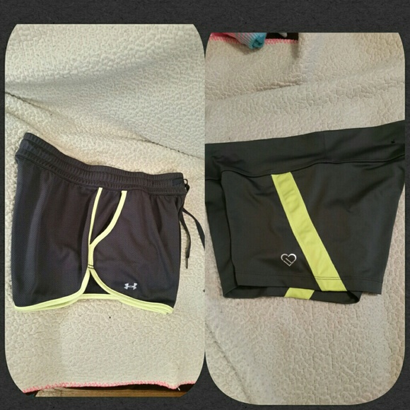 2 woman's shorts.  Grey/bright yellow