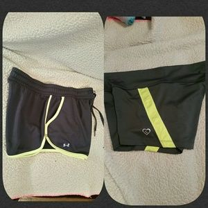 2 woman's shorts.  Grey/bright yellow