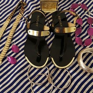 $$SALE$$ GOLD TRIM SANDALS By REPORT Sz 7.5