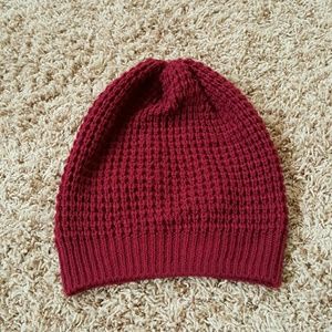 Burgundy beanie hat