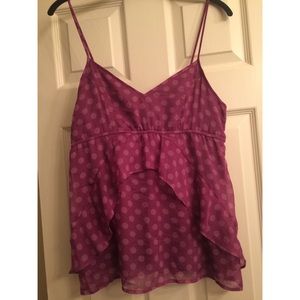 American Eagle purple polka dot ruffled top
