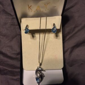 Topaz dolphin necklace with matching earrings