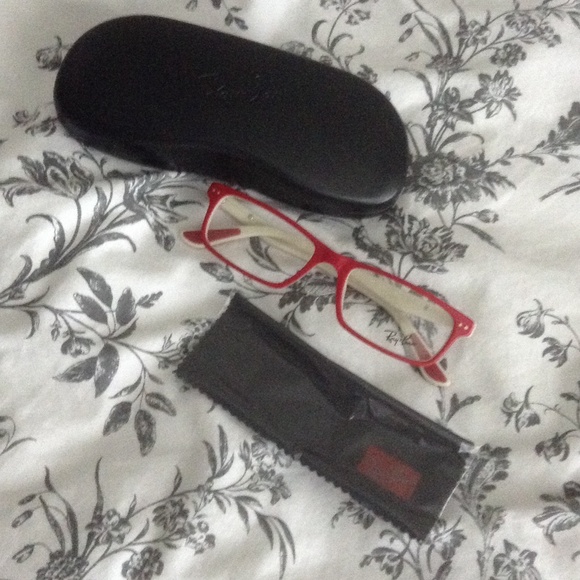 Red, Rectangular Ray-Ban Eyeglasses Frame