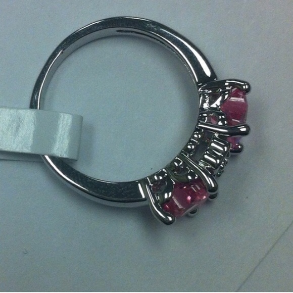 Pink Topaz double heart ring - Picture 3 of 4