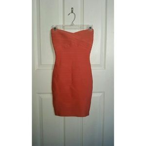 Coral Strapless Bandage Mini Dress - Size XS
