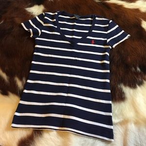 Navy blue striped Ralph Lauren tshirt