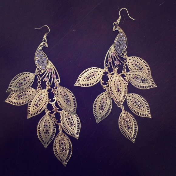 Dangly peacock earrings