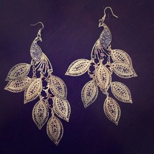 Dangly peacock earrings