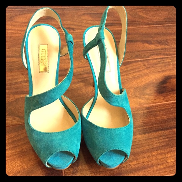 Guess aqua blue heels