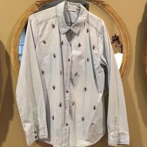 Embellished Denim Top