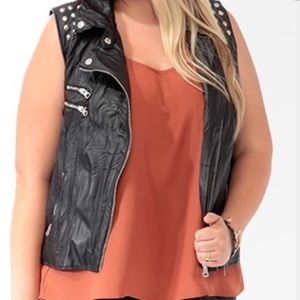 Forever 21+ Studded Crinkled Moto Vest