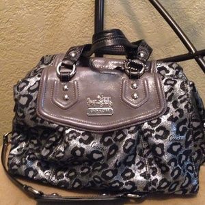 Coach leopard silver bag