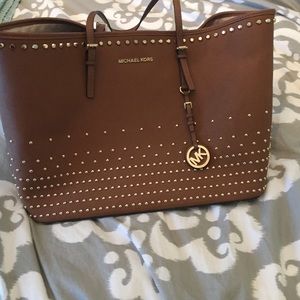 Michael Kors large gold studded tote