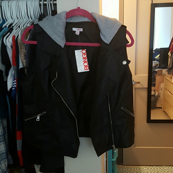 Leather vest with hood