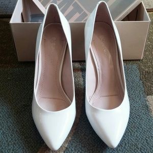BCBG white heels