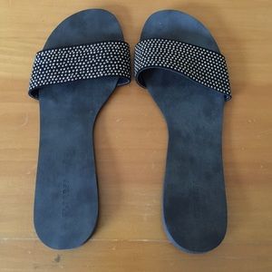 Black Sparkly Express flip flops