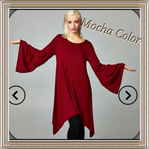 Cute Mocha Color Dress/Long Top w/Wide Sleeves - Picture 2 of 4