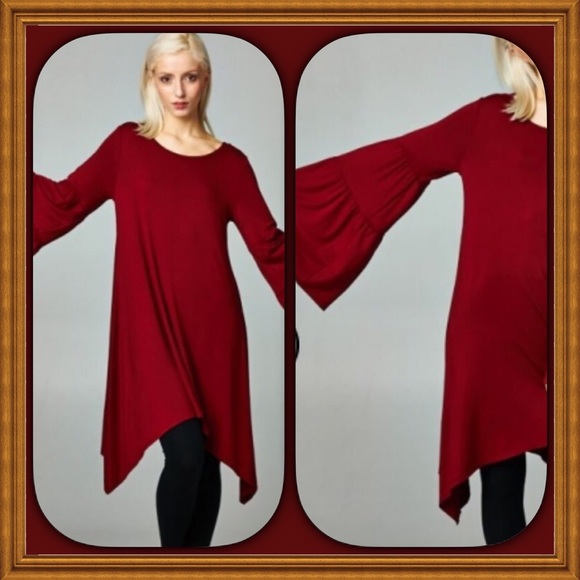 Cute Mocha Color Dress/Long Top w/Wide Sleeves - Picture 3 of 4