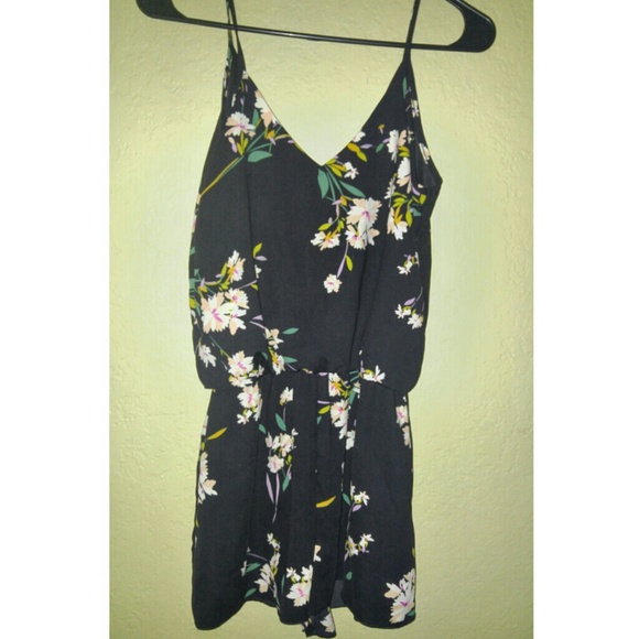Black floral romper