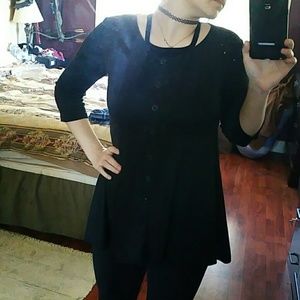 Faux button down baby doll skater tunic