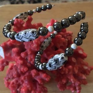 Vintage hematite porcelain bracelet