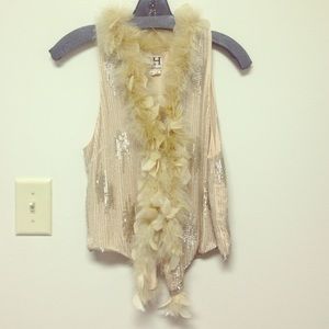Haute Hippe beaded/feather best size M