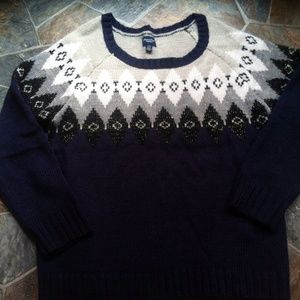 Dark blue with gold metallic  threads knit sweater