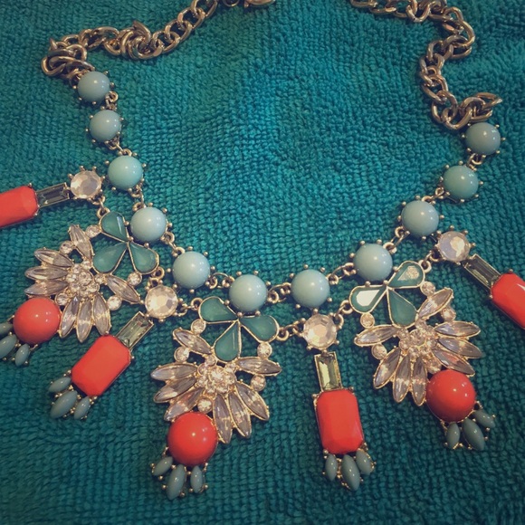 Gorgeous coral and turquoise statement necklace