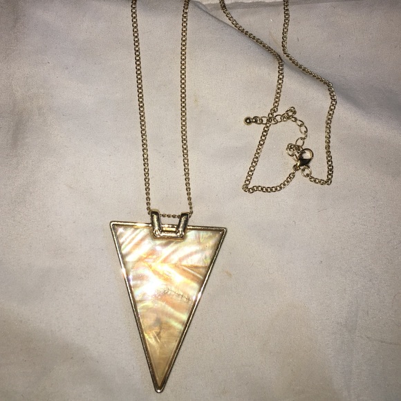 Nude iridescent pendant triangle necklace