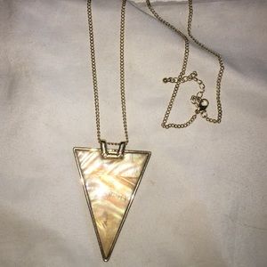 Nude iridescent pendant triangle necklace