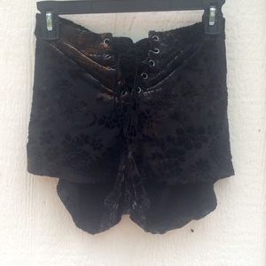 Lip Service Paisley Velvet Burnout Lace-up Shorts