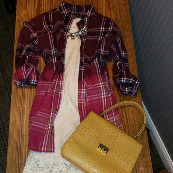 *SOLD*Upcycled Dip Dyed Grunge Flannel Shirt
