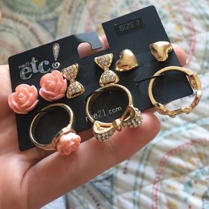 Gold plated rings and earrings