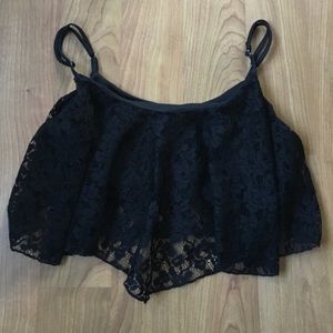 Black lace crop top