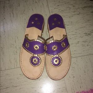 New Jack Rogers purple and gold sandals