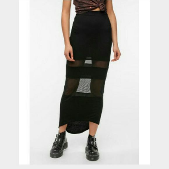 Sparkle and Fade Mesh Panel Maxi Skirt