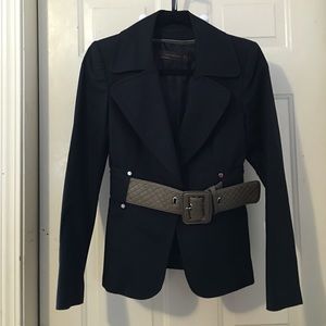 Zara black fitted blazer with belt sz 4