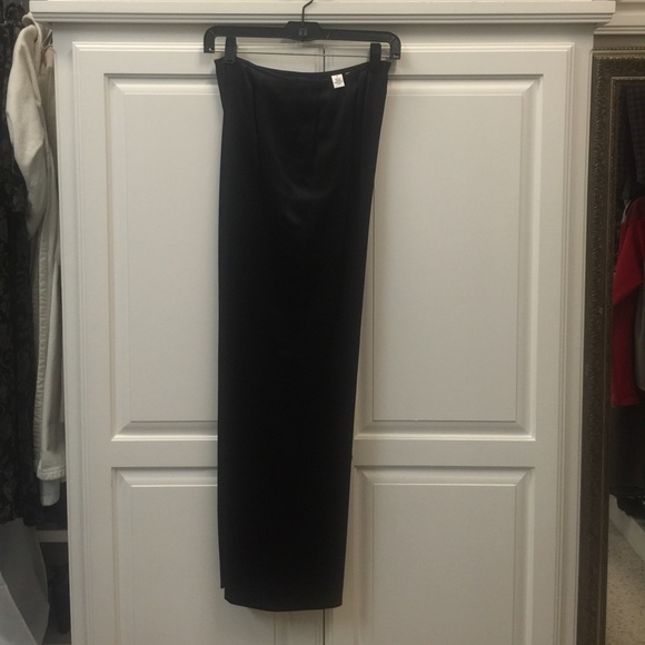 Black silk, satin, back zip slacks - Picture 2 of 2