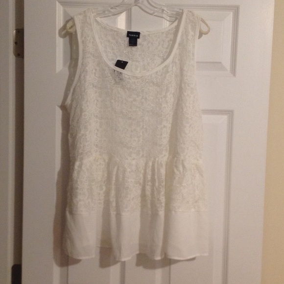 White lace peplum overlay shirt