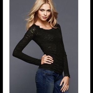 VS Black Lace Top with Gold Overlay