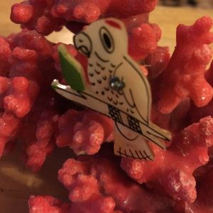 Antique shell bird brooch