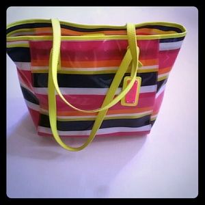 ** SOLD**Nine West Neon Striped Tote