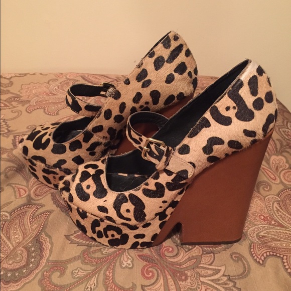 Leopard Open Toe Wedges